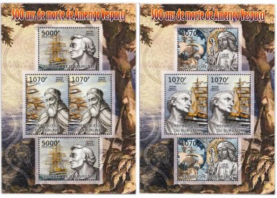 купить Бурунди набор из 2 квартблоков "Америго Веспуччи" 2012