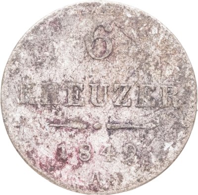 купить Австрия 6 крейцеров (kreuzer) 1849, знак монетного двора "A" - Вена