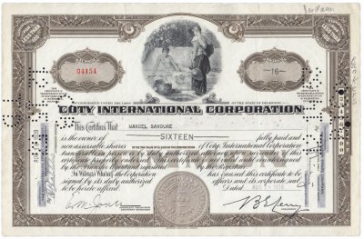 купить Акция США COTY INTERNATIONAL CORPORATION 1939- 1940 гг.