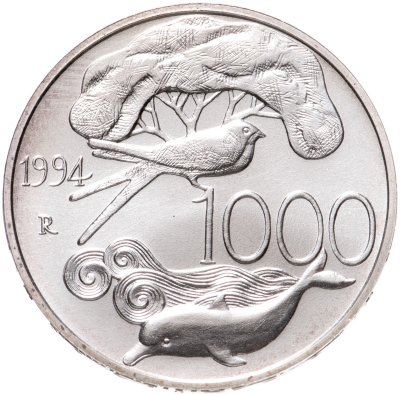 купить Италия 1000 лир 1994 Защита дикой природы