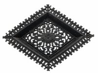 Купить Визитница ажурная в форме ромба с фигурным бортом, чугун, крашение, Каслинский чугунолитейный завод, СССР, 1970-1980 гг.