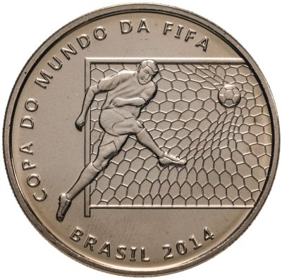 купить Бразилия 2 реала (reales) 2014 "Чемпионат мира по футболу 2014 - Удар по воротам"