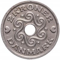 Купить Дания 2 кроны (kroner) 1992