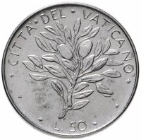 Купить Ватикан 50 лир (lire) 1970-1976, случайная дата