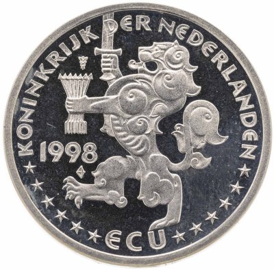 купить Нидерланды экю 1998 "Лебеди и пейзаж"