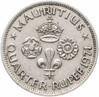 купить Маврикий Британский 1/4 рупии (rupee) 1971, Елизавета II