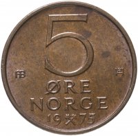 Купить Норвегия 5 эре (ore) 1973-1982, случайная дата