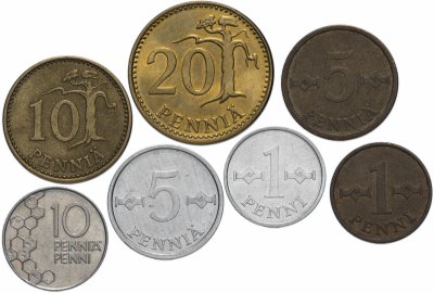 купить Финляндия набор из 7-и монет 1963-1990, случайный год