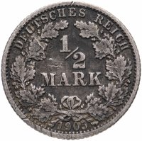 купить Германия (Германская Империя) 1/2 рейх марки 1905 "J"