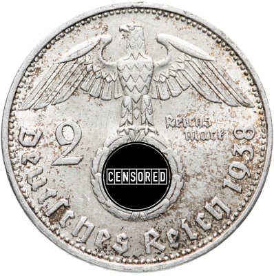 купить Германия (Третий Рейх) 2 рейхсмарки 1938, знак монетного двора "B" - Вена