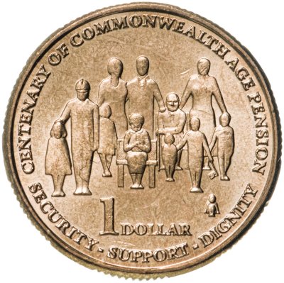 купить Австралия 1 доллар 2009 "100 лет Пенсионному фонду"