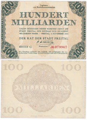 купить Германия 100 миллиардов марок 1923 года FREITAL