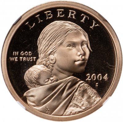 купить США 1 доллар (dollar) 2004 S Proof Sacagawea dollar (Сакагавея доллар - парящий орёл) знак монетного двора "S" - Сан-Франциско в слабе