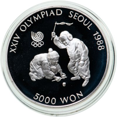 купить Южная Корея 5000 вон (won) 1988 "XXIV летние Олимпийские Игры, Сеул 1988 - Мальчики играют с волчком"