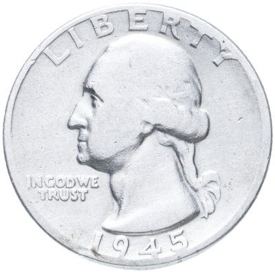 купить США 25 центов (квотер, 1/4 доллара, quarter dollar) 1945 "Washington Quarter"