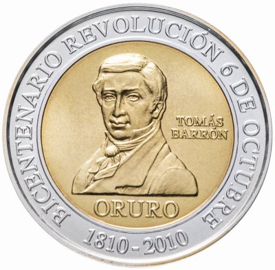 купить Боливия медаль 200 летие Революции 6 Октября в ОРУРО 1810 - 2010 г. СЕРЕБРО