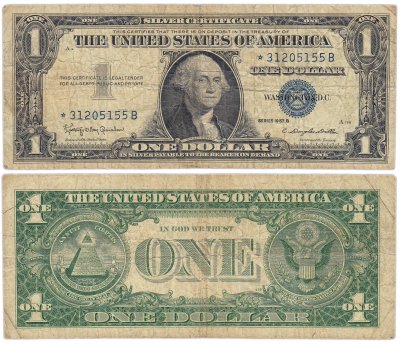купить США 1 доллар 1957B (Pick 419B) *- серия замещения