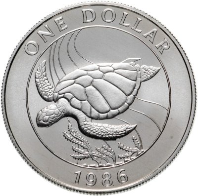 купить Бермуды 1 доллар (dollar) 1986 25 лет Всемирному фонду дикой природы