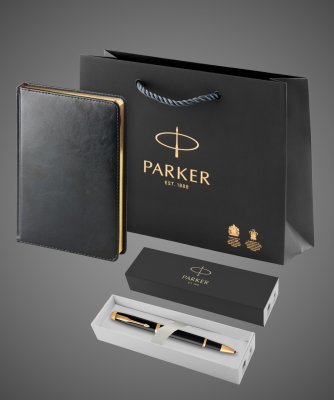 купить Подарочный набор: Ежедневник и Ручка-роллер Parker IM, цвет: Black GT, Лаки и смолы: лак, латунь, 2026 г.