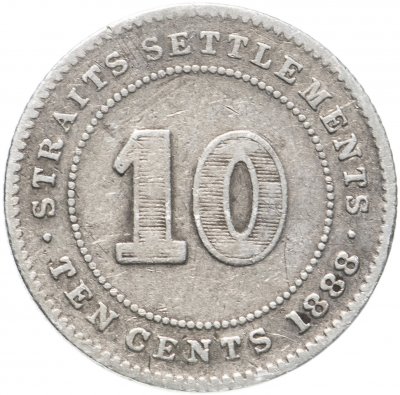 купить Стрейтс Сетлментс 10 центов (cents) 1888