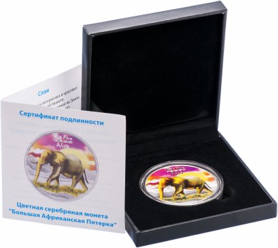 купить Демократическая Республика Конго 240 франков 2008 UNC "Большая африканская пятерка: слон" в капсуле и футляре с сертификатом