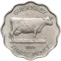 Купить Остров Гернси 3 пенса (pence) 1959