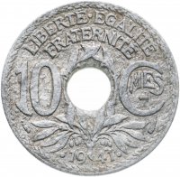 купить Франция 10 сантимов (centimes) 1941, Точки до и после 1941