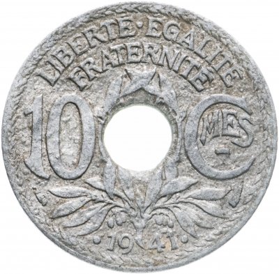 купить Франция 10 сантимов (centimes) 1941, Точки до и после 1941