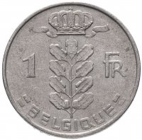 Купить Бельгия 1 франк (franc) 1950-1988 (Надпись на французском - BELGIQUE)