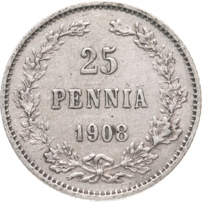 купить 25 пенни 1908 L, монета для Финляндии