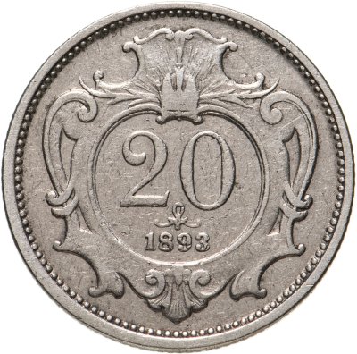 купить Австрия 20 геллеров (heller) 1893