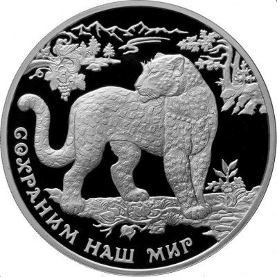 купить 3 рубля 2011 ММД Proof "Сохраним наш мир - Переднеазиатский леопард"
