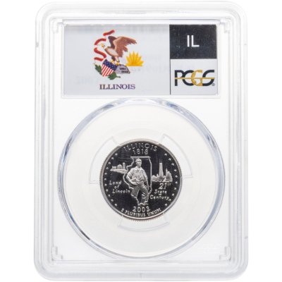 купить США 1/4 доллара (квотер, 25 центов) 2003 "Штат Иллинойс" в слабе PCGS PR69DCAM