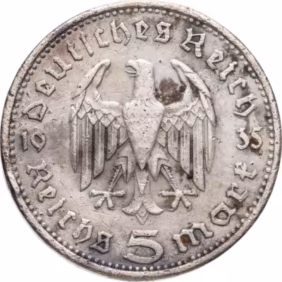 купить Германия 5 рейхсмарок (reichsmark) 1935 A