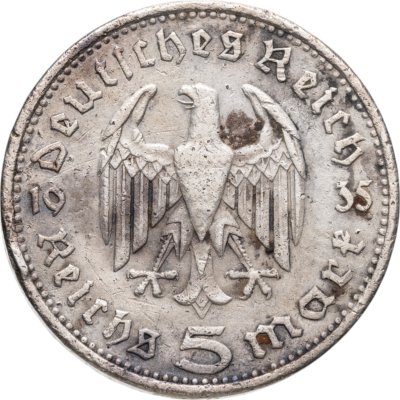купить Германия 5 рейхсмарок (reichsmark) 1935 A