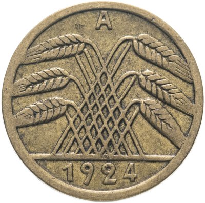 купить Германия 5 рентенпфеннигов 1924, знак монетного двора "A" — Берлин