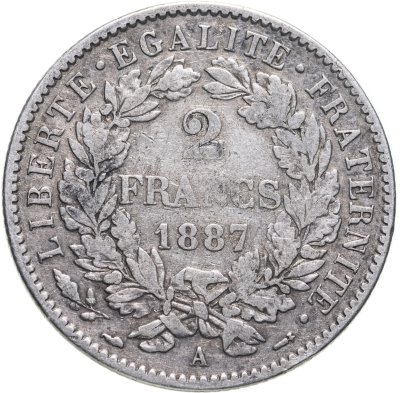 купить Франция 2 франка (francs) 1887