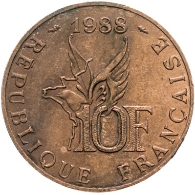 купить Франция 10 франков (francs) 1988 "100 лет со дня рождения Ролана Гарроса"