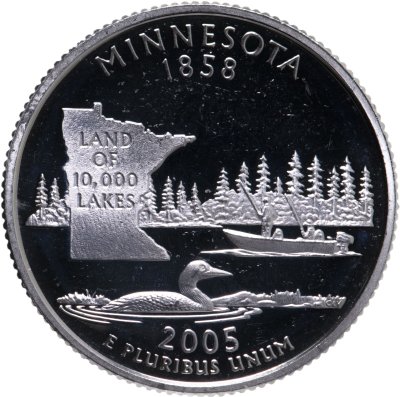 купить США 25 центов (квотер, 1/4 доллара, quarter dollar) 2005 S Proof Миннесота (Minnesota)