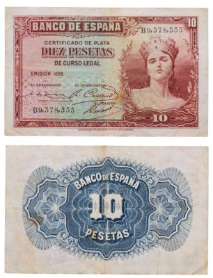 купить Испания 10 песет 1935 (Pick 86a)