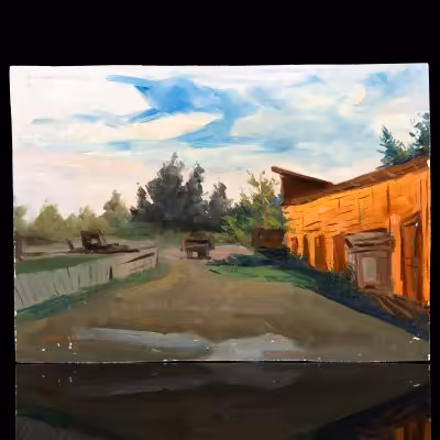 купить Картина "Задний двор" (название условное), автор Юрий Рыполовский, картон, масло, СССР, 1970-2000 гг.