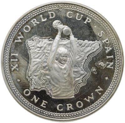 купить Остров Мэн 1 крона (crown) 1982 "Чемпионат мира по футболу 1982, Испания - кубок"