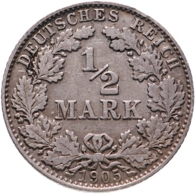 купить Германия 1/2 марки (mark) 1905, знак монетного двора: "D" - Мюнхен