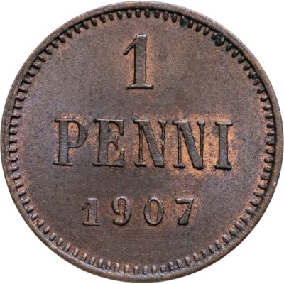 купить 1 пенни (penny) 1907, монета для Финляндии