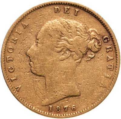 купить Великобритания 1/2 соверена (полсоверена, half sovereign) 1876 с портретом молодой королевы Виктории