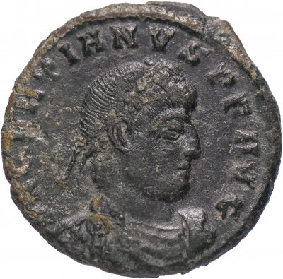 купить Римская Империя Грациан 367–383 гг фракция фоллиса (реверс: Виктория идет влево, в руках венок и пальмовая ветвь)