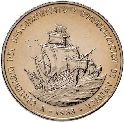 купить Доминикана 1 песо (peso) 1988 "500 лет открытию и евангелизации Америки"