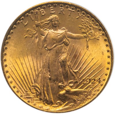 купить США 20 dollars (долларов) 1924 UNC "Saint-Gaudens double eagle (двойной орёл Сен-Годена - Статуя свободы)" в слабе PCGS