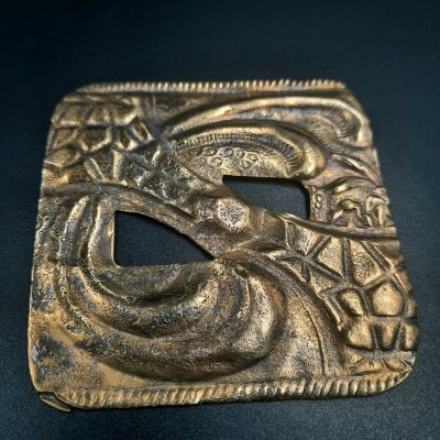купить Пряжка женская поясная квадратной формы с декором в стиле модерн, металл, штамповка, Российская империя, 1890-1915 гг.