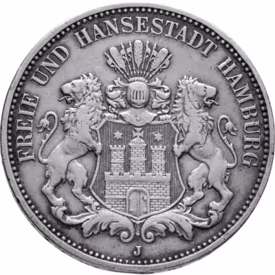 купить Германская Империя 3 марки 1909 J Гамбург